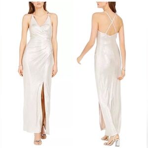 NWT - Eliza J Metallic V-neck gown